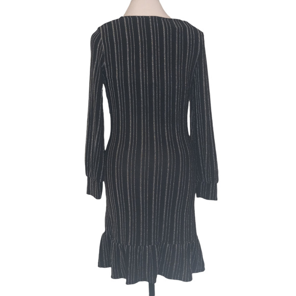 NWT 19 Cooper Black Metallic Striped Dress - Picture 2 of 5